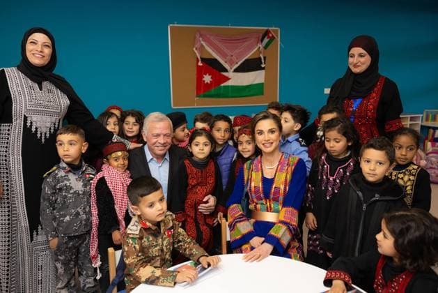 Entertainment Themen der Woche KW10 Entertainment Bilder des Tages 05-03-2024 Jordan King Abdullah II and Queen Rania on a visit to Irbid where His Majesty inaugurated Ibder Comprehensive Secondary School’s new building as part of events marking his Silver Jubilee Irbid, Jordan.  Copyright: xPPEx