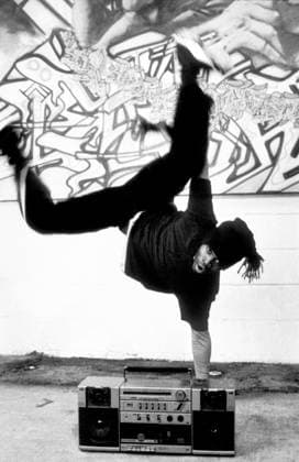 Breakdancer and ghetto blaster, 1990s. Breakdancer and ghetto blaster, 1990s., Credit:Fela Avalon United Kingdom  Copyright: xFelax xAvalonx 0531723354