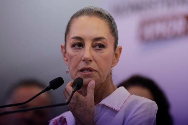 March 7, 2024, Queretaro, Mexico: Candidate Claudia Sheinbaum seen during a meeting with the media. During her first activity in the state, the presidential candidate for the Let s Keep Making History Coalition said that she will push for joint cabinets, Vicaria law, Olympia law in all states. Queretaro Mexico - ZUMAs197 20240307_aaa_s197_189 Copyright: xCesarxGomezx
