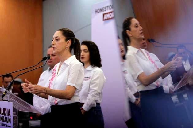 March 7, 2024, Queretaro, Mexico: Candidate Claudia Sheinbaum seen during a meeting with the media. During her first activity in the state, the presidential candidate for the Let s Keep Making History Coalition said that she will push for joint cabinets, Vicaria law, Olympia law in all states. Queretaro Mexico - ZUMAs197 20240307_aaa_s197_190 Copyright: xCesarxGomezx