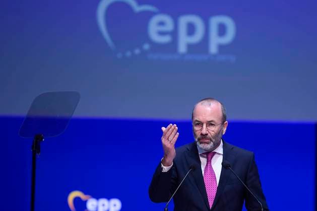 Romania EPP Congres Germany Manfred Weber, head of the group of the European People Party addresses the EPP Congress in Bucharest, Romania, Thursday, March 7, 2024. Alex Nicodim Imago Images Copyright: xAlexxNicodimx