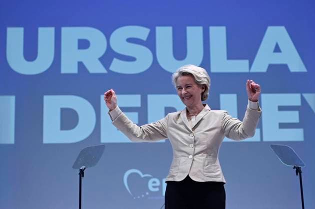 Romania EPP Congres European Commission President Ursula von der Leyen addresses the EPP Congress in Bucharest, Romania, Thursday, March 7, 2024. Alex Nicodim Imago Images Copyright: xAlexxNicodimx