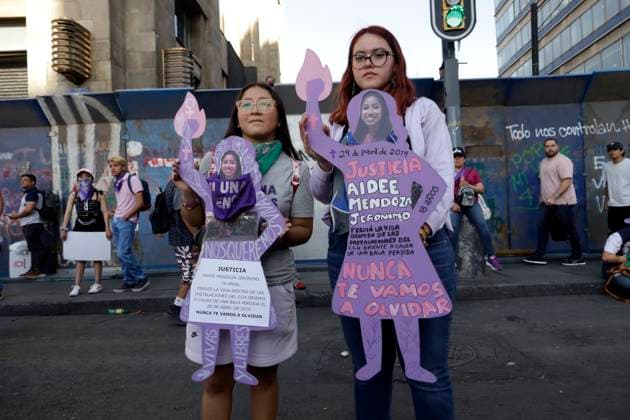 March 8, 2024, Mexico City, Mexico: Women take part during International Women s Day demonstration to protest agains femicides. hundreds of women join protests around the world to commemorate International Women Day. on March 8, 2024 in Mexico City, Mexico Mexico City Mexico - ZUMAe321 20240308_zia_e321_061 Copyright: xLuisxBarronx