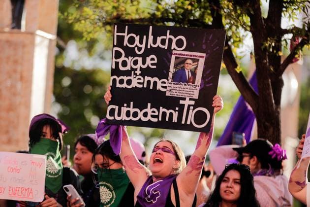 Women s Day demonstration in Queretaro A woman shows a banner during a Women s Day demonstration. Women from Querétaro Mobilized for International Women s Day. The march for 8M in Querétaro concluded in the Plaza de la Constitución where women demanded an end to violence and that their rights be respected. Queretaro Mexico Copyright: xCesarxGomezx xSOPAxImagesx _EGR1591