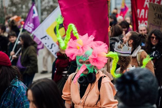 News Themen der Woche KW10 News Bilder des Tages International Women s Day - Rennes Protesters hold placards during a march marking the International Women s Rights Day near Taksim Square in Rennes, western France on March 8, 2024. Photo by Yannick Billioux ABACAPRESS.COM Rennes France  Copyright: xBilliouxxYannick ABACAx