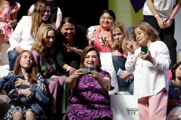 March 10, 2024, Mexico City, Mexico: Candidate to Mexico s Presidency, for the Fuerza y Corazon por Mexico coalition, Xochitl Galvez Ruiz, during the Women for a Mexico Without Fear meeting, on the occasion of the commemoration of International Women s Day as part of her campaign at the Pepsi Center. on March 10, 2024 in Mexico City, Mexico Mexico City Mexico - ZUMAe321 20240310_zia_e321_029 Copyright: xLuisxBarronx