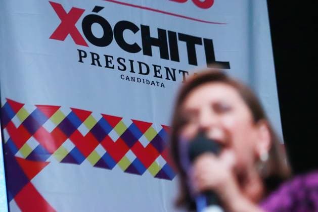 Presidential Candidate Xochitl Galvez Meets With Women March 10, 2024 in Mexico City, Mexico: The Candidate for the Presidency of Mexico for the Fuerza y Corazon coalition Xochitl Galvez, speaks during the meeting, Women for a Mexico Without Fear within the framework of International Women s Day as part of her campaign towards the presidency, at Pepsi Center. Mexico City CDMX Mexico Copyright: xCarlosxSantiagoxxEyepixxGroupx