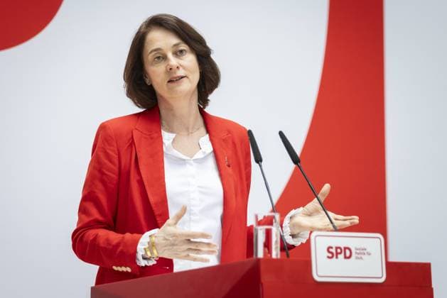 Katarina Barley, SPD-Spitzenkandidatin fuer die Europawahl, aufgenommen im Rahmen einer Pressekonferenz in Berlin, 12.03.2024. Berlin Deutschland *** Katarina Barley, SPD lead candidate for the European elections, at a press conference in Berlin, 12 03 2024 Berlin Germany Copyright: xKiraxHofmannxphotothek.dex
