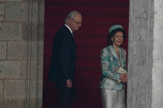 Swedish Royals Visit Mexico - Day 1 March 12, 2024, Mexico City, Mexico: Swedish Queen Silvia and Swedish King Carl XVI Gustaf attend a welcoming ceremony on the first day of the Swedish State visit to Mexico at the National Palace. on March 12, 2024 in Mexico City, Mexico. (Photo by Carlos Tischler Eyepix Group ABACAPRESS.COM) Mexico City Mexico  Copyright: xTischlerxCarlos Eyepix ABACAx