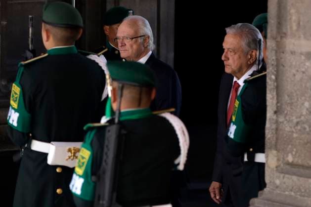 Swedish Royals Visit Mexico - Day 1 March 12, 2024, Mexico City, Mexico: Swedish King Carl XVI Gustaf and Mexico s President Andres Manuel Lopez Obrador attend a welcoming ceremony on the first day of the Swedish State visit to Mexico at the National Palace. on March 12, 2024 in Mexico City, Mexico. (Photo by Luis Barron Eyepix Group). Copyright: xLuisxBarronx xEyepixxGroupx LB_12032024_114054