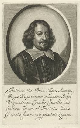 RECORD DATE NOT STATED Portret van Antoine Brun, Pieter Holsteyn (II), in or after 1648 - 1670 print Bust to the right of Antoine Brun in an oval. Under the portrait five lines in Latin. Print from a series of portraits of ambassadors involved in the peace treaty of Munster. Northern Netherlands paper engraving etching Copyright: xpiemagsx rknbpie14012024-22352 !ACHTUNG AUFNAHMEDATUM GESCHÄTZT!
