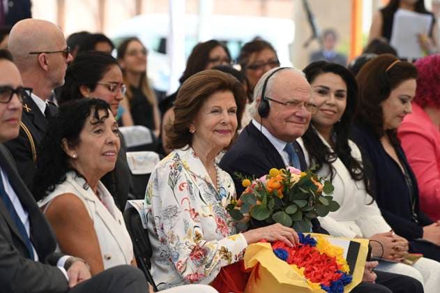 Swedish Royals Visit Mexico - Day 2 March 13, 2024, Mexico City, Mexico: Swedish Queen Silvia and Swedish King Carl XVI Gustaf during their visit to the SOS Children?s Villages on the second day of the Swedish State visit to Mexico. on March 13, 2024 in Mexico City, Mexico. (Photo by Carlos Tischler Eyepix Group ABACAPRESS.COM) Mexico City Mexico  Copyright: xTischlerxCarlos Eyepix ABACAx