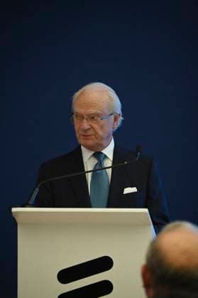 Swedish Royals Visit Mexico - Day 2 March 13, 2024, Mexico City, Mexico: Swedish King Carl XVl speaks during the opening of the new engineering center of the telecommunications Swedish company Ericsson on the second day of the Swedish State visit to Mexico. on March 13, 2024 in Mexico City, Mexico. (Photo by Carlos Tischler Eyepix Group ABACAPRESS.COM) Mexico City Mexico  Copyright: xTischlerxCarlos Eyepix ABACAx