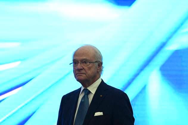 Swedish Royals Visit Mexico - Day 2 March 13, 2024, Mexico City, Mexico: Swedish King Carl XVl speaks during the opening of the new engineering center of the telecommunications Swedish company Ericsson on the second day of the Swedish State visit to Mexico. on March 13, 2024 in Mexico City, Mexico. (Photo by Carlos Tischler Eyepix Group ABACAPRESS.COM) Mexico City Mexico  Copyright: xTischlerxCarlos Eyepix ABACAx