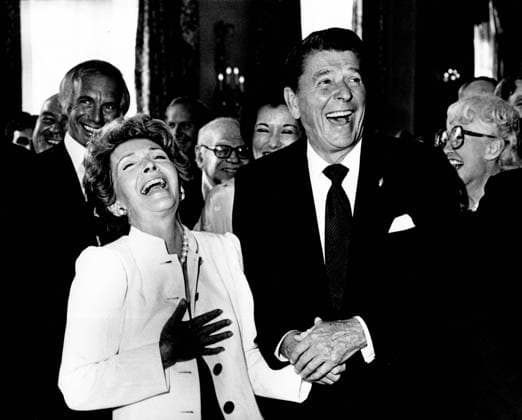 June 16, 1980: New York, United States: Governor RONALD REAGAN, Republican Candidate for President , attended a unity fund raiser with his wife NANCY REAGAN laughing during he reception. New York U.S. - ZUMAk09_ 19800616_jtc_k09_460 Copyright: xKeystonexPressxAgencyx
