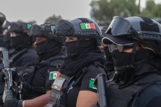 March 15, 2024, Ecatepec de Morelos, Mexico: Members of the Municipality Police during the departure of a security operation called Rastrillo to combat crime in the Municipality of Ecatepec. More than 1,300 elements from the Attorney General s Office of the Republic (FGR), the Attorney General s Office of the State of Mexico (FGJEM) and the State Police take part during the Operation. on March 15, 2024 in Ecatepec de Morelos, Mexico. Ecatepec De Morelos Mexico - ZUMAe321 20240315_zia_e321_022 Copyright: xRickxCruzx