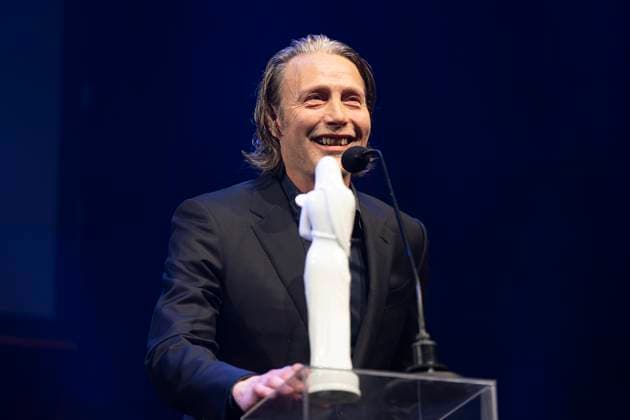 Actor Mads Mikkelsen wins a Bodil for best male lead in the movie The Promised Land Bastarden Bodil Award 2024 at the Folketeatret in Copenhagen on Saturday, March 16, 2024 Photo Claus Bech Ritzau Scanpix , Copenhagen Denmark  Copyright: fotograf@clausbech.dk ClausxBechx spdk20240316-235311-L