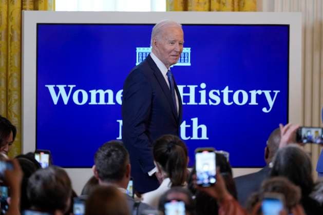 March 18, 2024, Washington, District Of Columbia, USA: United States President Joe Biden arrives to host a Women™s History Month reception at the White House in Washington, DC, March 18, 2024 Washington USA - ZUMAs152 20240318_faa_s152_008 Copyright: xChrisxKleponisx