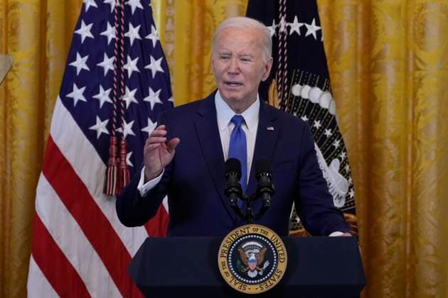 March 18, 2024, Washington, District Of Columbia, USA: United States President Joe Biden speaks at a Women™s History Month reception at the White House in Washington, DC, March 18, 2024 Washington USA - ZUMAs152 20240318_faa_s152_029 Copyright: xChrisxKleponisx