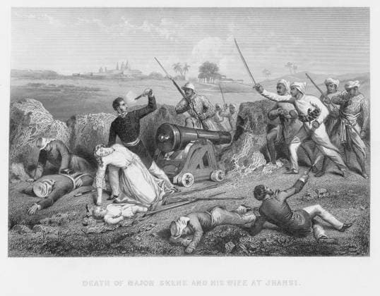 INDIA: SEPOY REBELLION, 1857. Death of Major Skene and his wife at Jhansi. Steel engraving, English, 1859.  Copyright: xGRANGERx xGRANGERx 0003251