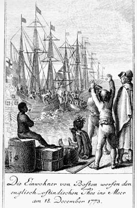 BOSTON TEA PARTY, 1773.Line engraving, German, 1784.  Copyright: xGRANGERx xGRANGERx 0005442