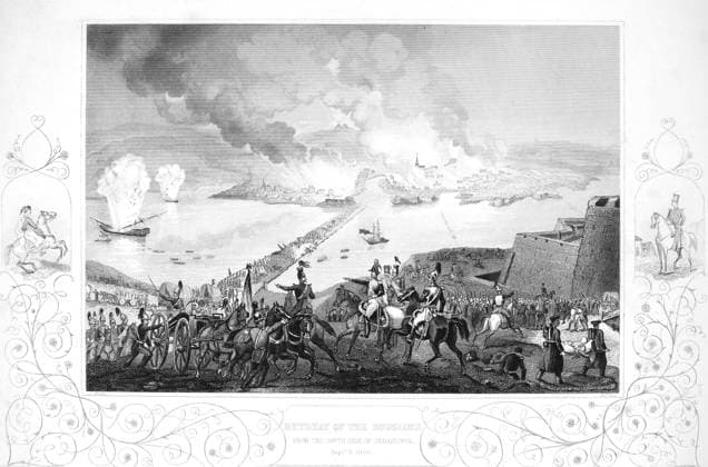 CRIMEAN WAR, 1856. Retreat of the Russians during the Siege of Sevastopol by British and French forces, 8 September 1855. Contemporary steel engraving.  Copyright: xGRANGERx xGRANGERx 0005765