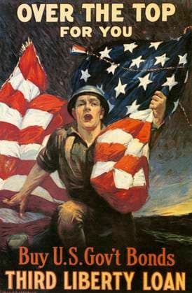 WORLD WAR I: LIBERTY LOAN. Over the Top for You. American World War I Liberty Loan poster, 1918, by Sidney H. Riesenberg.  Copyright: xGRANGERx xGRANGERx 0007355