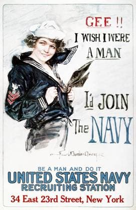 WORLD WAR I: U.S. NAVY, 1917. Gee!! I Wish I Were a Man, I d Join the Navy. American World War I recruiting poster by Howard Chandler Christy, 1917.  Copyright: xGRANGERx xGRANGERx 0009826