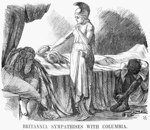 DEATH OF LINCOLN, 1865. Britannia sympathises with Columbia. English cartoon tribute by Sir John Tenniel following U.S. President Abraham Lincoln s assassination in 1865.  Copyright: xGRANGERx xGRANGERx 0012494