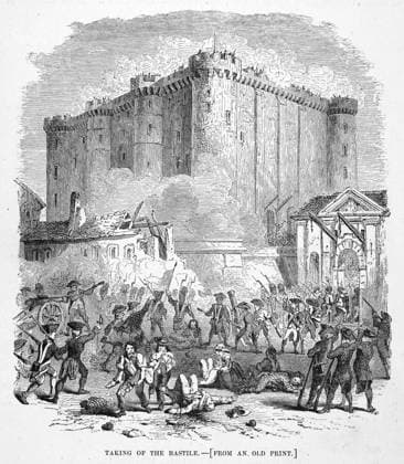 FRENCH REVOLUTION, 1789. The storming of the Bastille, 14 July 1789. Wood engraving, American, 19th century.  Copyright: xGRANGERx xGRANGERx 0014778