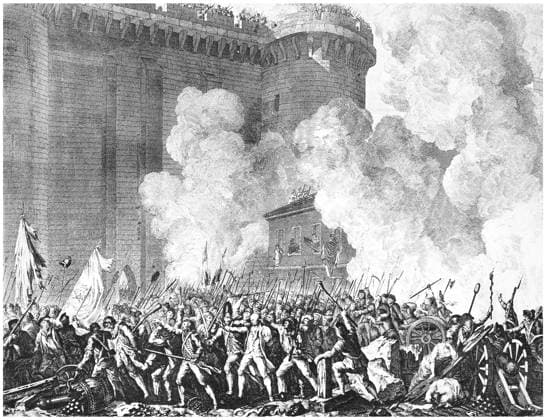 FRENCH REVOLUTION, 1789. The Storming of the Bastille, 14 July 1789. French etching by Jean-Louis Prieur, 1817.  Copyright: xGRANGERx xGRANGERx 0015363