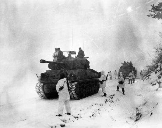KOREAN WAR: ALLIED FORCES. Allied forces approaching Wonju, South Korea, in January 1951.  Copyright: xGRANGERx xGRANGERx 0017769