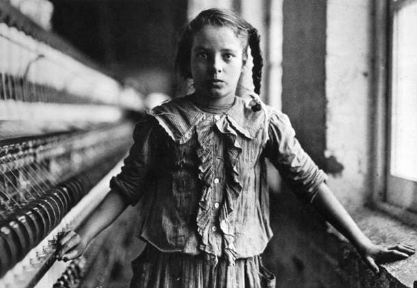 HINE: CHILD LABOR, 1908. Ten year old Sadie Feifer working in a North Carolina cotton mill. Photograph by Lewis Hine, 1908.  Copyright: xGRANGERx xGRANGERx 0018410
