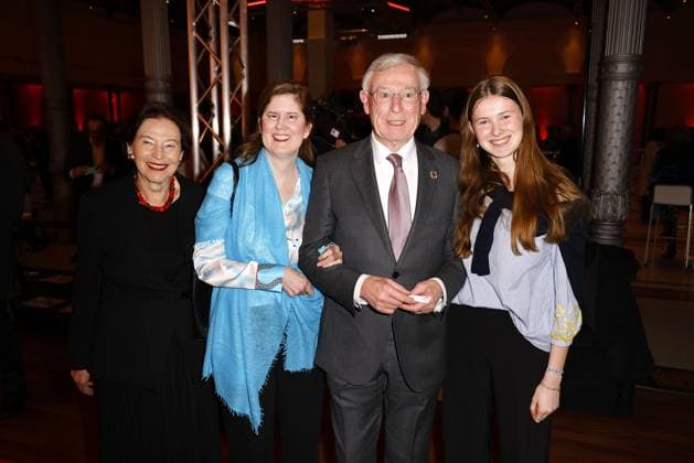 Former German President Horst Koehler with his wife Eva Luise Koehler and daughter Ulrike Koehler and granddaughter Helen Koehler at the presentation of the German Audio Film Award on 19 March 2024 in Berlin German Audio Film Award 2024 in Berlin
