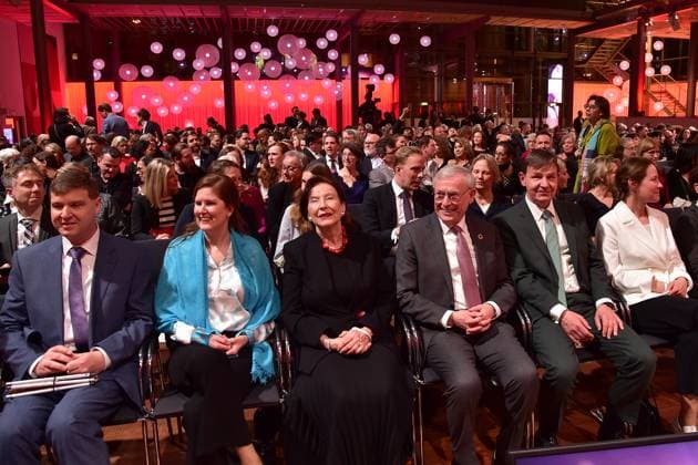 22 Hearing Film Award 2024 ONE MILLION MINUTES Guests in the hall, seated in front Dr Thomas Krämert, Eva Luise Köhler, DR ULRIKE KRISTINA KÖHLER, Horst Köhler, Andreas Bethke, Managing Director 22 German Hearing Film Award 2024 at Deutsche Telekoms Representative Office in Berlin, on 19 March 2024 Photopress Mueller