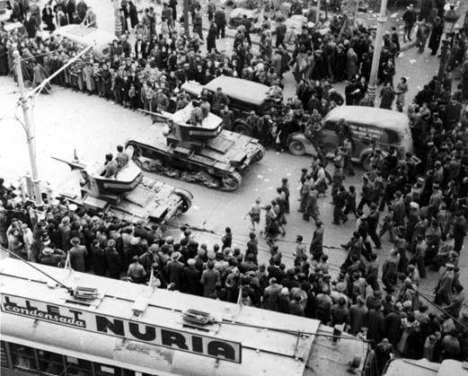 SPANISH CIVIL WAR, 1939. Franco tanks enter Barcelona on 28 January 1939.  Copyright: xGRANGERx xGRANGERx 0033914
