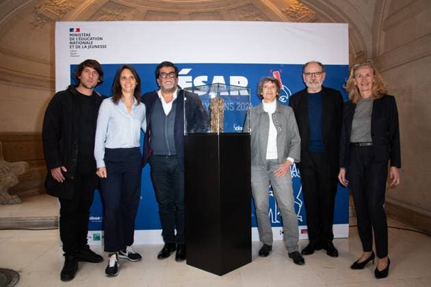 Cesar Des Lyceens 2024 Award Hugo Selignac, Jeanne Herry, Alain Attal, Veronique Cayla, Jean-Pierre Darroussin and Nicole Belloubet attending the Cesar Des Lyceens 2024 Award at La Sorbonne In Paris in Paris, France, on March 20, 2024. Photo by Aurore Marechal ABACAPRESS.COM Paris France  Copyright: xMarechalxAurore ABACAx