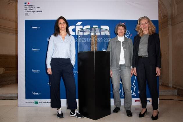 Cesar Des Lyceens 2024 Award Jeanne Herry, Veronique Cayla, and Nicole Belloubet attending the Cesar Des Lyceens 2024 Award at La Sorbonne In Paris in Paris, France, on March 20, 2024. Photo by Aurore Marechal ABACAPRESS.COM Paris France  Copyright: xMarechalxAurore ABACAx