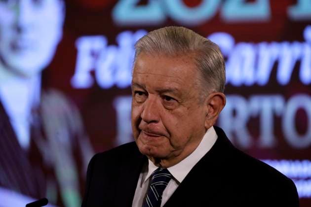 March 20, 2024, Mexico City, Mexico:MexicoÃ¢â‚¬â ¢s President, Andres Manuel Lopez Obrador gesticulates while answers question for the media during his daily briefing at the National Palace. on March 20, 2024 in Mexico City, Mexico Mexico City Mexico - ZUMAe321 20240320_zia_e321_013 Copyright: xLuisxBarronx