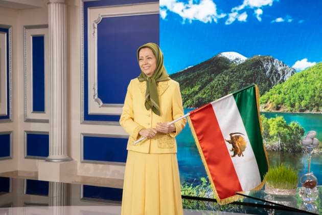 News Themen der Woche KW12 News Bilder des Tages Nowruz, Iranian New Year celebration at NCRI HQ in Auvers-sur-Oise - 20 Mar 2024 NCRI President-elect Maryam Rajavi, holds the original Iranian flag during the ceremony. A ceremony to mark the advent of 1403, the Iranian New Year (Nowruz), at NCRI HQ in Auvers-sur-Oise, France. Auvers-sur-Oise France Copyright: xSiavoshxHosseinix xSOPAxImagesx Siavosh_Hosseini_20032024_06