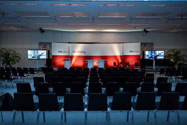 Party hall of the SPD parliamentary group before the award ceremony of the Otto Wels Prize in the German Bundestag, 20 3 2024, Bundestag, Reichstag building, Berlin, Germany kreativmedia_spd_14