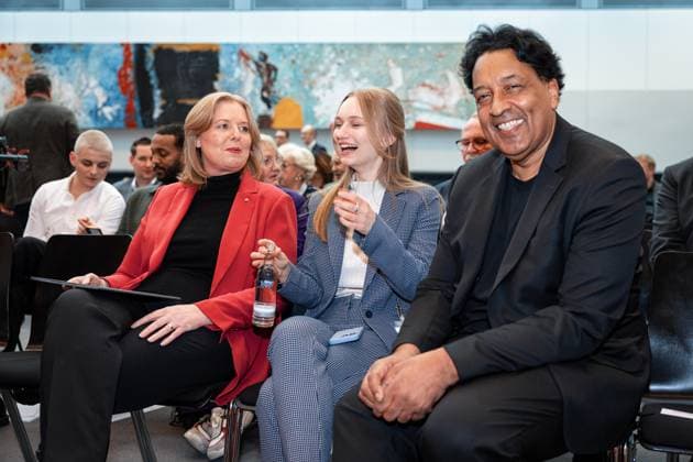 Bärbel Bas, left, Cherno Jobatey, right, at the presentation of the Otto Wels Prize in the German Bundestag, 20 3 2024, Bundestag, Reichstag building, Berlin, Germany kreativmedia_spd_23
