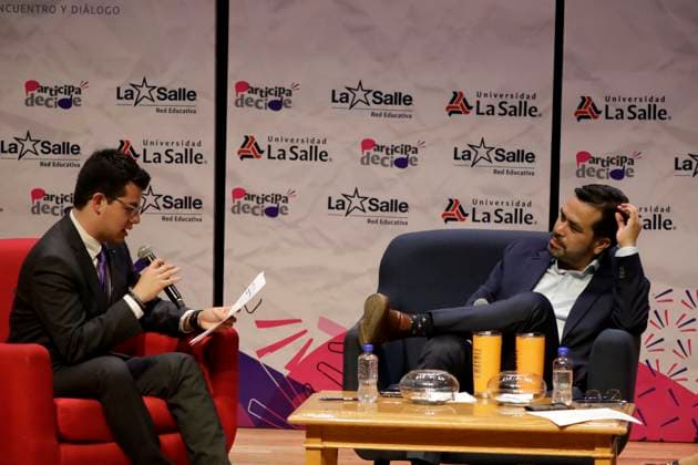 March 20, 2024, Mexico City, Mexico: Jorge Alvarez Maynez, presidential candidate for the Citizen Movement party, met with students from the La Salle University Condesa campus in Mexico City. on March 20, 2024 in Mexico City, Mexico Mexico City Mexico - ZUMAe321 20240320_zia_e321_047 Copyright: xLuisxBarronx