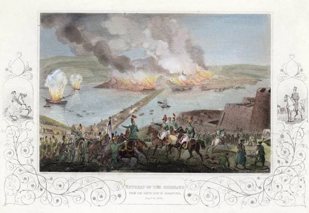 CRIMEAN WAR, 1856. Retreat of the Russians during the Siege of Sevastopol by British and French forces, 8 September 1855. Contemporary steel engraving.  Copyright: xGRANGERx xGRANGERx 0047312