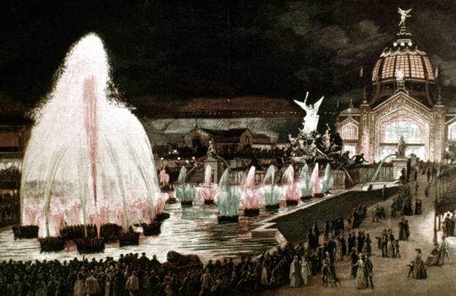 PARIS: FOUNTAINS, 1889. Illuminated fountains at the Universal Exposition of 1889. Contemporary French engraving.  Copyright: xGRANGERx xGRANGERx 0052872