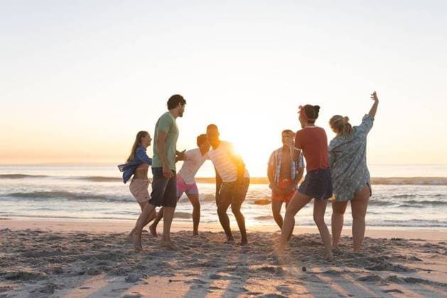 Diverse group of friends enjoy a beach outing at sunset Diverse group of friends enjoy a beach outing at sunset. Laughter fills the air as they share a playful moment by the sea., model released, , property released, Cape Town, South Africa, 2024-01-23T22:00:00.000Z, 5113250.jpg, people,diverse,group,friends,beach,outing,sunset,laughter,playful,moment,sea,ocean,relaxing,enjoy,happiness,joy,sunlight,outdoors,nature,vacation,travel,bonding,companionship,diversity,inclusion,summer,vibe,friendship,togetherness,leisure,activity,beachwear,sundown,dusk,seaside,coastline,shore,waves,sand,horizon,sky,clouds,sun,water,oceanic,evening,tropical,seafront,coast,tranquility,beautiful Young Adult,Man,Male,Black,Multiracial,Woman,Female,White