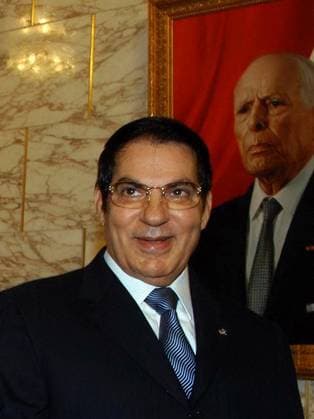 Tunisia: Zine El Abidine Ben Ali, President of Tunisia 1987-2011, in front of a portrait of former President Habib Bourguiba, 2008. Courtesy of Presidencia de la Nacion Argentina (CC BY-2.0 License) Zine El Abidine Ben Ali (born 3 September 1936) was the second President of the Tunisian Republic. He held the office from 7 November 1987, until he was forced to step down and flee the country on 14 January 2011. Ben Ali was appointed Prime Minister in October 1987, and assumed the Presidency in November 1987 in a bloodless coup d Ã tat from then President Habib Bourguiba, who was declared incompetent. Ben Ali was subsequently re-elected with enormous majorities at every election, the final time being 25 October 2009. Following the Tunisian Rev Copyright: xPresidenciaxdexlaxNacionxArgentixPicturesxFromxHistoryx