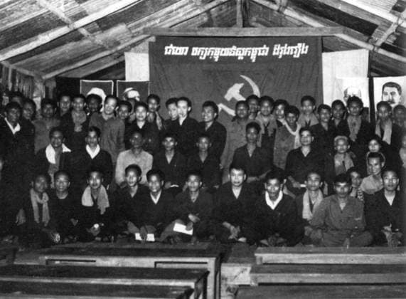 Cambodia: The Communist Party of Kampuchea s Third Congress, Kompong Thom Province, 1971. The Communist Party of Kampuchea s Third Congress, Kompong Thom Province, 1971. Pol Pot sits cross-legged in the centre of the front row, while portraits of Marx, Engels, Lenin and Stalin hang on the walls.<br ><br > The Khmer Rouge, or Communist Party of Kampuchea, ruled Cambodia from 1975 to 1979, led by Pol Pot, Nuon Chea, Ieng Sary, Son Sen and Khieu Samphan. It is remembered primarily for its brutality and policy of social engineering which resulted in millions of deaths. Its attempts at agricultural reform led to widespread famine, while its insistence on absolute self-sufficiency, even in the supply of medicine, led to the deaths of thousands f Copyright: xxPicturesxFromxHistoryx