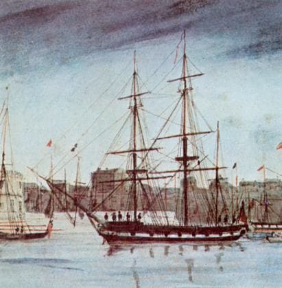 DARWIN: HMS BEAGLE, 1831. The HMS Beagle, aboard which Charles Darwin sailed as ship s naturalist from 1831 to 1836. Contemporary watercolor by Owen Stanley.  Copyright: xGRANGERx xGRANGERx 0065438
