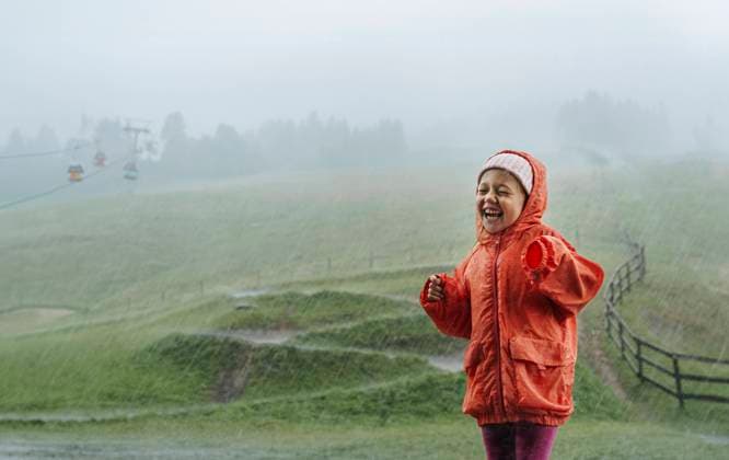 Creative Highlights Symbolbilder Happy girl standing in rain model released, Symbolfoto, NSTF00021